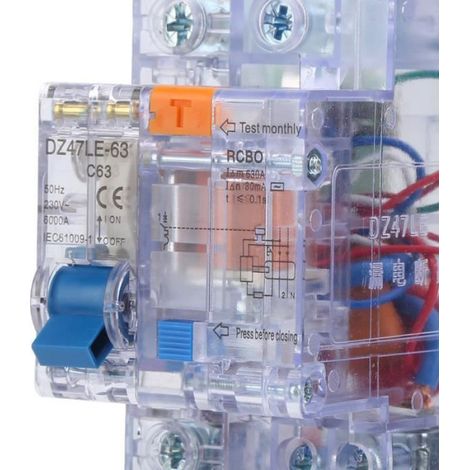 Disjoncteur - - DZ47LE-63 - 1P+N - 63A - Transparent (1/4)