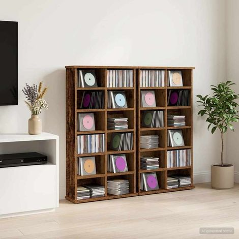vidaXL CD Cabinet 2 pcs Old Wood 60 x 17 x 92 cm Engineered Wood (1/5)