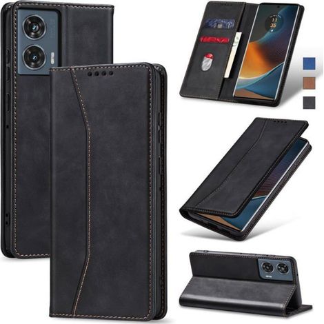 1 Coque pour Motorola Moto Edge 50 Fusion, Étui portefeuille en cuir PU, fonction béquille, fente pour cartes, fermeture magnétique (1/5)