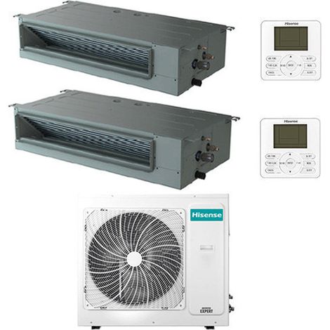 Climatizzatore Condizionatore Hisense Canalizzabile R32 Dual Split Inverter 12000 + 18000 BTU con U.E. 4AMW81U4RJC Classe A++/A+ (1/2)