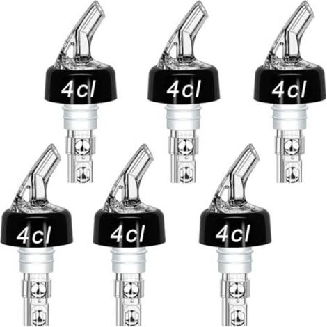 Alcohol dosing cap, 4 cl, 6 pieces, adjustable pourer for whisky, Ricard and cocktail bottles, precise liquid dispenser