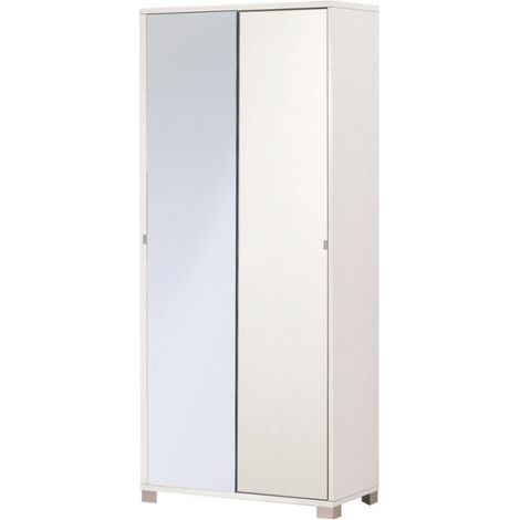 Mehrzweckschrank mit zwei Schiebetüren mit weißem Spiegel 82x41x H190 cm (1/2)