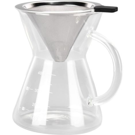 Cafetière verre borosilicate résistant chaleur, filtre acier inoxydable, infusion optimale cuisine domestique