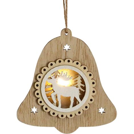 Ornements lumineux en bois, pendentifs lumineux amusants et raffinés, pendentif en bois (cerf) (1/5)