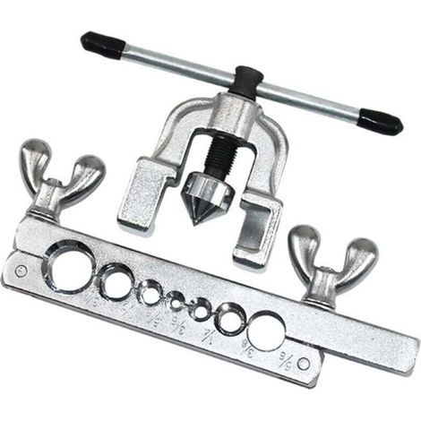 Ensemble d'outils d'évasement pour tubes, tuyaux en cuivre, conduites de frein, 7 matrices de 3/16'', 1/4'', 5/16'', 3/8'', 1/2'', 5/8'', 3/4'' Kit en CVC (1/5)