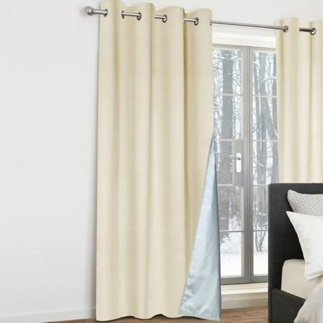 Bardusch - IDMARKET Lot de 2 rideaux thermiques beiges 135x240 cm (1/4)