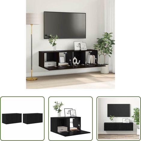 Rangement salon - Ensemble meuble TV 2 pcs Noir 60 x 30 x 30 cm Bois d'ingénierie (1/5)