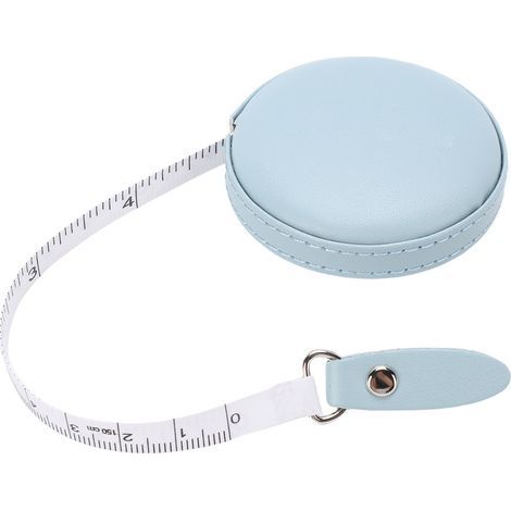 Mètre ruban de couture, ruban de mesure pour vêtements, vêtements et travaux manuels, ruban de mesure rétractable double face de 1,5 m (59 pouces) avec bouton-poussoir rond(bleu) (1/5)