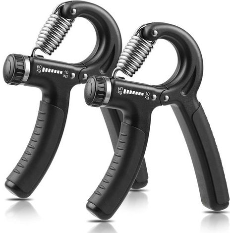 Entrenador de fuerza de agarre, fortalecedor de agarre de mano, resistencia ajustable de 10 a 60 kg (22 a 132 libras), antideslizante para músicos y atletas. (1/2)