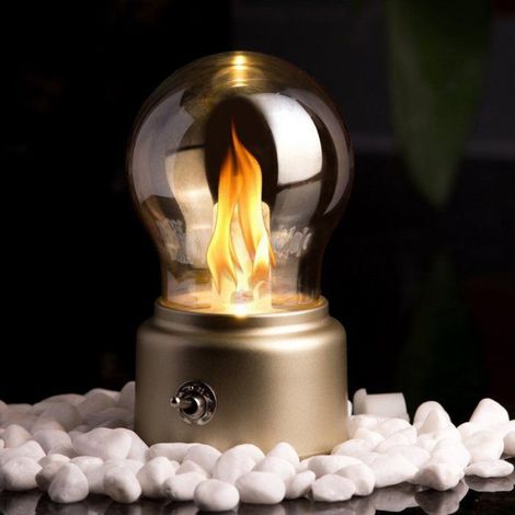 Veilleuse LED - Lampe De Chevet Rétro Rechargeable USB - 12 H Autonomie - Dorée - 1 Pièce (1/5)