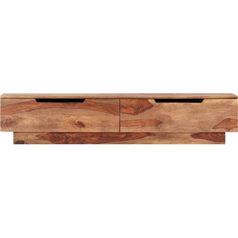 Vidaxl – Meuble TV en bois massif 145x30x30 cm – 2 tiroirs de rangement – Résistant à la pourriture – Design rustique et unique (1/8)