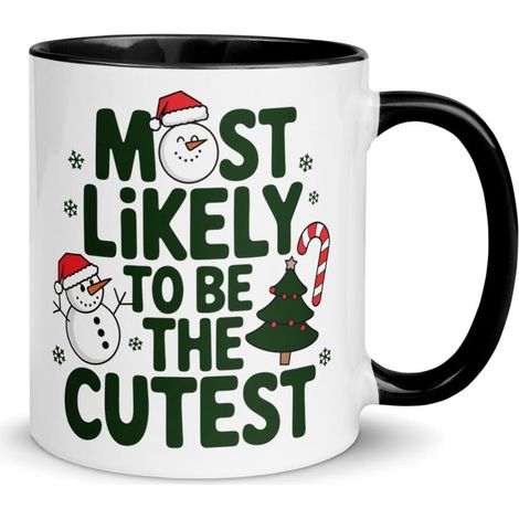 Tasse De Noël - Céramique - 11 Oz - Bord Et Intérieur Colorés - Usage Maison - Lot De 1 (1/3)