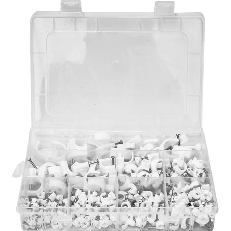 Lot de 310 attaches de câble rondes blanches de haute qualité pour fixation murale, accessoires d'installation (1/5)