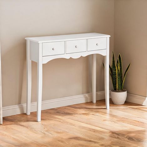 Console blanche 3 tiroirs MDF 100 x 32 x 85 cm branco en MDF (1/5)