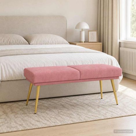 vidaXL Panchina a doppio strato Rosa 120 x 45 x 46 cm Velluto (1/5)