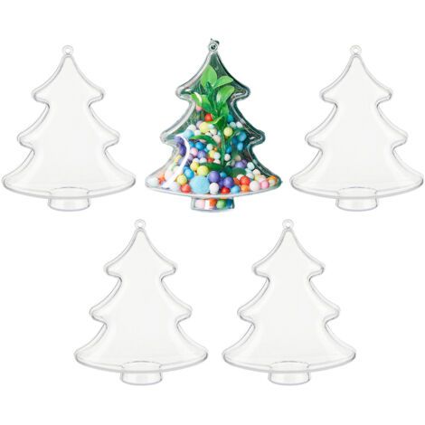 Lot de 5 boules de Noël transparentes, boules en plastique moulées par injection PS, décorations de Noël de style européen (1/5)