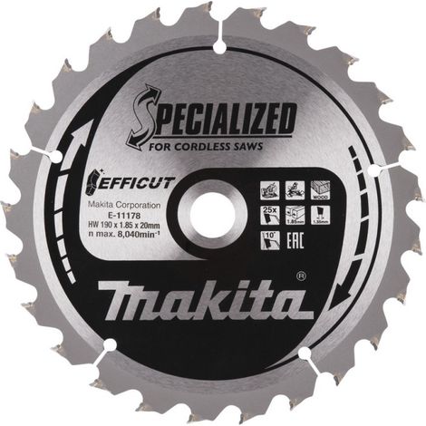 Makita EFFICUT Sägeblatt 190x1,85x20mm 25Z Holz Akku-Kapp- Gehrungssägen E-11178