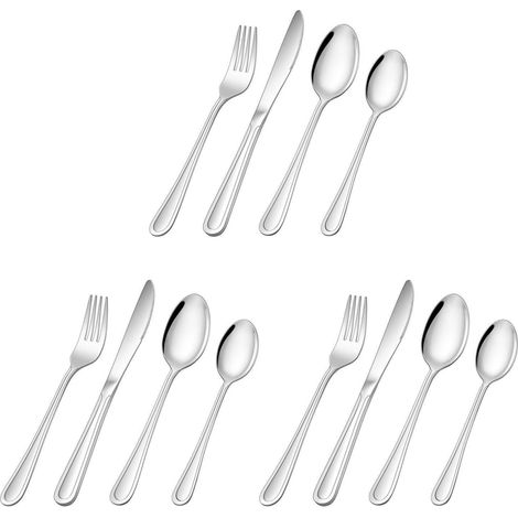 Kinderbesteck Set 12-teilig Edelstahl, Gabel Messer Löffel, spülmaschinenfest (1/5)