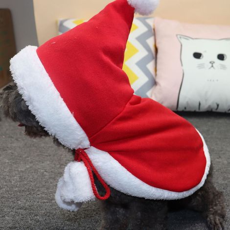 Vêtements de Noël mignons pour animaux de compagnie : cape, chapeau rouge, châle, accessoires de costume pour chats et chiens (M) (1/5)