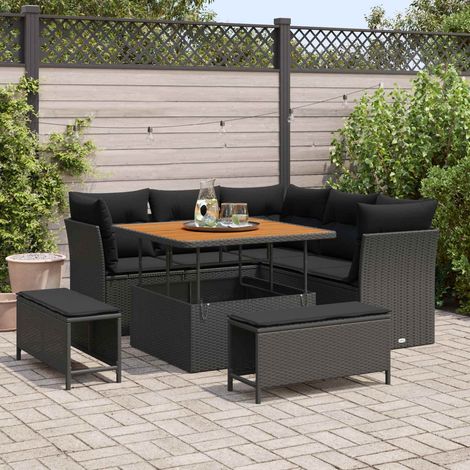 Teenpull – Gartensofa-set 8 Stk. Schwarz Poly-Rattan (1/5)