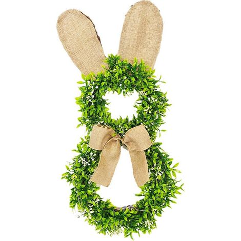 Osterkranz (5025CM) (beleuchtet) mit Hasenohren, zum Aufhängen an einer Tür, zum Aufstellen in einem Fenster oder zum Dekorieren einer Wand. (1/2)