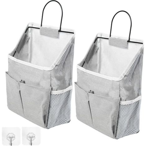 Set aus 2 wandmontierten Hängeaufbewahrungstaschen mit Fächern, minimalistischer Stil, Aufbewahrungstasche für Küche, Schlafzimmer, Studentenwohnheim (1/4)