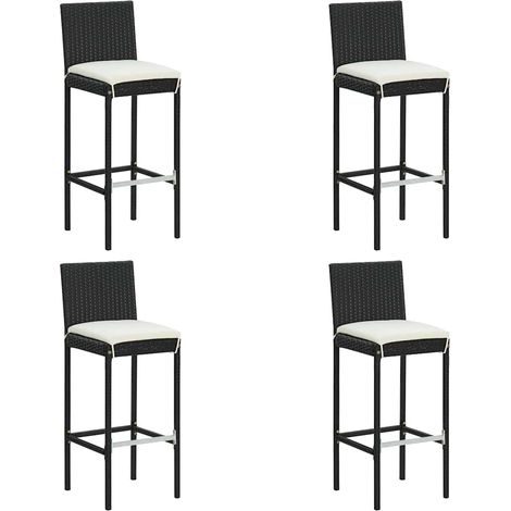 Bar Stool Set of 4 Black and cream Poly rattan Counter Height vidaXL (1/5)