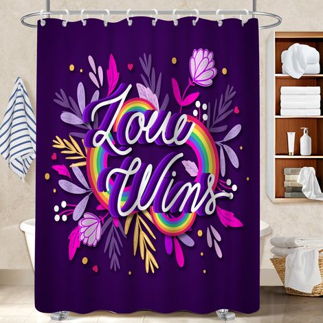 Rideau de douche tissu polyester 180x180 naturel rideau séchage rapide pour les fêtes de fin d’année (1/5)