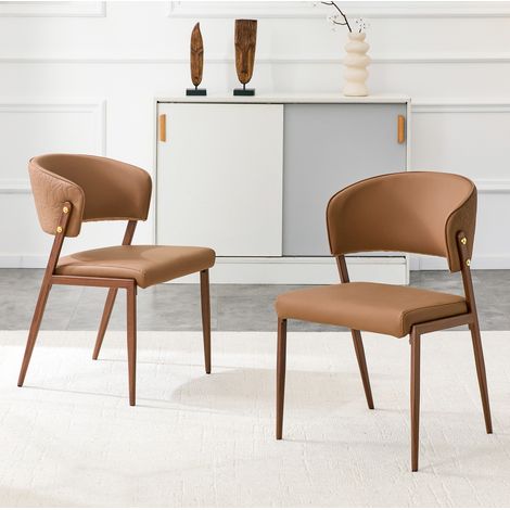 Silla de comedor moderna tapizada en PU, lote de 2, marrón HAVRYA (1/5)