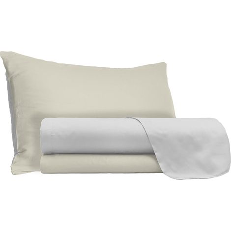 Set Lenzuola Singolo Sopra Sotto e Federe Doubleface Grigio Chiaro/Panna (1/5)