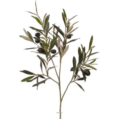 Branche d olivier artificiel H 50 cm 104 feuilles 6 olives