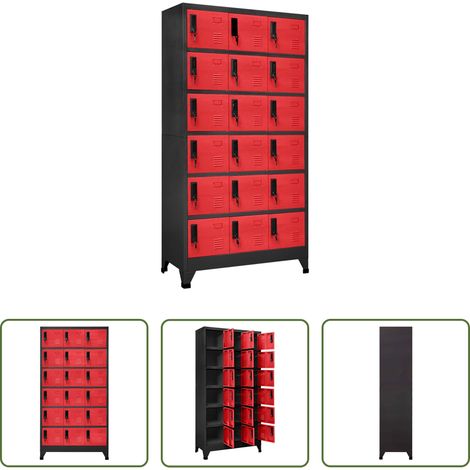vidaXL Schrank für Schuhe - Schließfachschrank Anthrazit und Rot 90x40x180 cm Stahl (1/5)