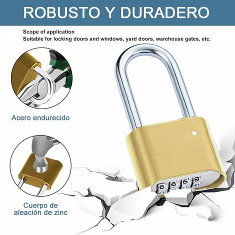 Cadenas à Combinaison à 4 Chiffres Haute dureté Cadenas à Combinaison Résistant aux Intempéries pour Portes de Jardin.