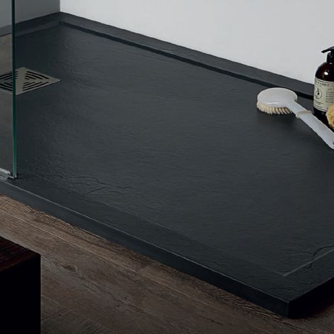 Piatto Doccia FLAT Nero con Bordo 72x90 cm Piletta di Scarico Inclusa (1/3)