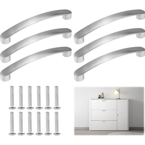 6 Pièces Poignée Meuble Cuisine, Poignee Placard, Cuisine Armoire Porte Poignées, Poignées De Tiroir, Brossé Poignée D'armoire, Pour Armoire De Meubles De Salle De Chambre (Centre à Centre 160mm) (1/5)