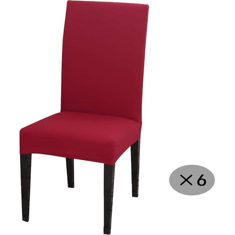 Lot de 6 housses de canapé unies rouge - Ensemble complet de protection pour canapé, tissu extensible, couleur rouge vif, couvre-siège et dossier, taille universelle (1/5)