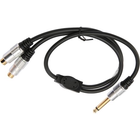 Câble répartiteur en Y double RCA vers jack mono 6,35 mm plaqué or, avec prise femelle RCA double vers fiche mâle mono TS 6,35 mm (1/4 pouce), 50 cm (19,7 pouces) (1/5)