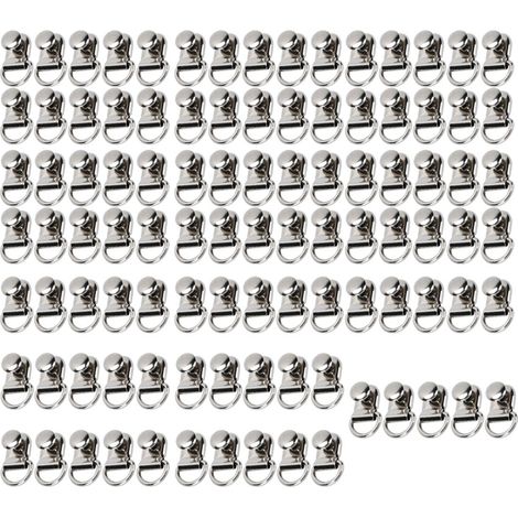 100 ensembles Crochet de lacet Anneau en D Œillet Boucle en laiton Outil à rivets pour chaussures en cuir Sac DIY Argent 9x14 mm (1/5)