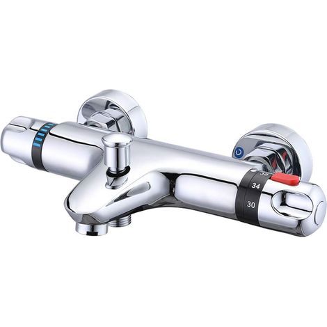 Robinet de baignoire thermostatique importé inversé, robinet de baignoire mural, robinet de douche thermostatique avec eau chaude, triple température constante, accessoires standard (1/5)