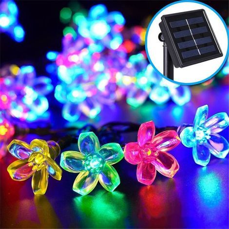 Guirlande lumineuse à fleurs,Solaire, 7 m, 50 LED, à brancher, pour sapin de Noël, Pâques, décoration d'intérieur, pour jardin, chambre à coucher, clôture, mariage, fête d'anniversaire (multicolore) (1/5)