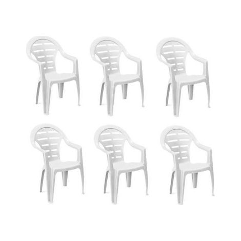 SET 6 SEDIE DA GIARDINO MOYO IN POLIPROPILENE COLORE BIANCO 54 X 56 X 81 CM (1/4)