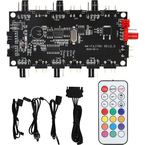 Carte PCB Alimentation Hub Ventilateur LED avec Télécommande Sans Fil et Connecteurs ARGB 4/3 Broches (1/5)