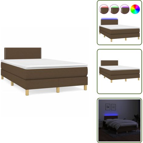 The Living Store Sommier à lattes de lit matelas et LED marron foncé 120x190 cm - Sommier avec matelas (1/5)