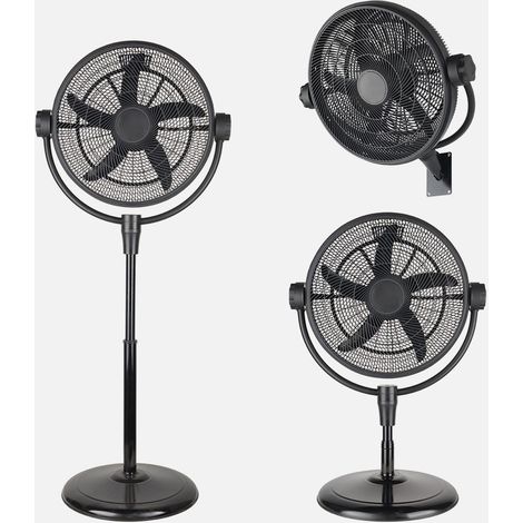 Ventilatore a piantana Aifos 3x1, nero, 3 velocità, 90 W, 5 pale, rotazione manuale, da pavimento/parete/tavolo, regolabile, 61 (1/4)