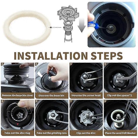 Lot de 6 rondelles en feutre de rechange pour machines à expresso Breville BES870, BES878, BES880, BES980 et BCG820 - Pièces durables - Zngz (1/3)