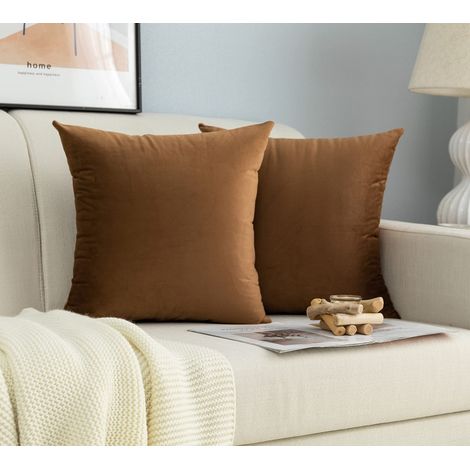 Paire de taies d'oreiller en velours pour canapé et lit, housses de coussins, anti-acariens et hypoallergéniques, décoration de maison avec fermeture éclair invisible, 2 pièces (45 x 45 (1/5)