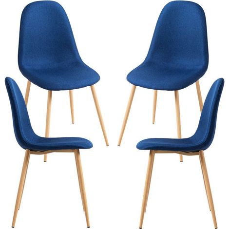 Packs Sillas Comedor - Pack 4 Sillas Teok Tela - Azul