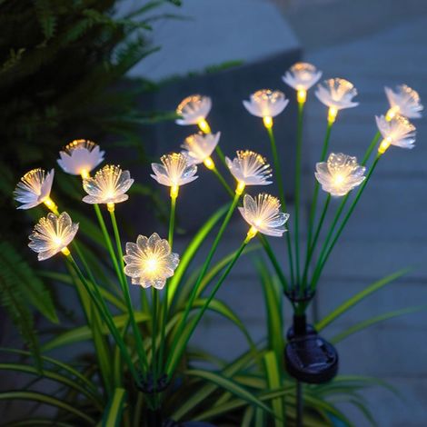 2 lampes solaires fleurs de cerisier, LED IP65, décoration chemins/pelouse/terrasse/clôture. (1/4)