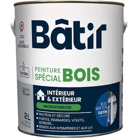 Spezialfarbe für Holz Satin Batir Blau Breton RAL 5005 2l - Batir