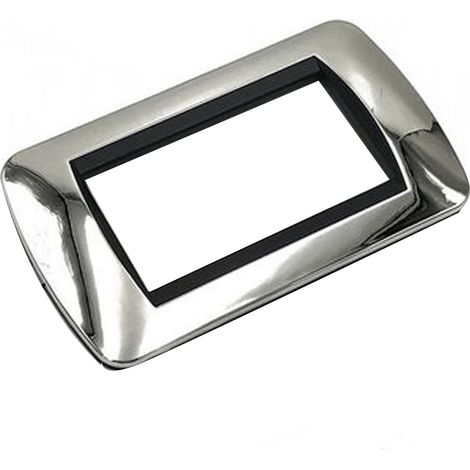 Placca Interruttore 4 Moduli Compatibile Living Copripresa Cromo Lucida c6604SLV (1/3)